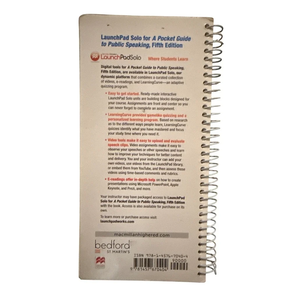 A Pocket Guide to Public Speaking Fifth Edition Spiralbound Textbook Dan O'Hair